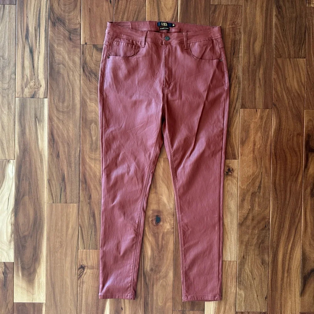 Lucky & Blessed Coated Rust Colored High Rise Skinny Jeans size 18